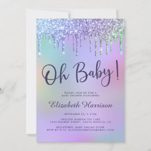Invitation Baby shower de Parties scintillant arc-en-ciel