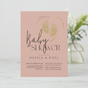 Invitation Baby shower de Parties scintillant de pieds neutre