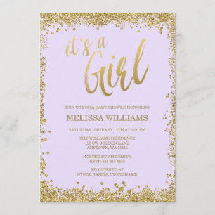 Invitation Baby shower de Parties scintillant d'or de Girl Li