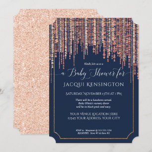 Invitation Baby shower de Parties scintillant d'or Rose de la