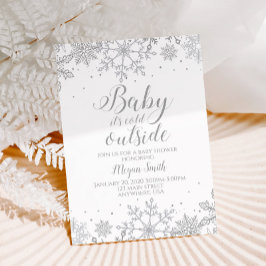 Invitation Baby shower de Parties scintillant en argent Snowf