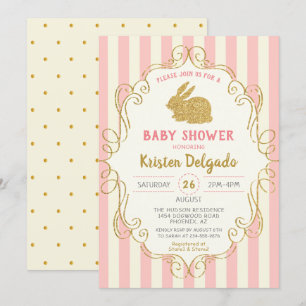 Invitation Baby shower de Parties scintillant en or rose lapi