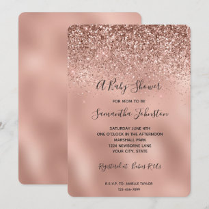 Invitation Baby shower de Parties scintillant Gold Rose