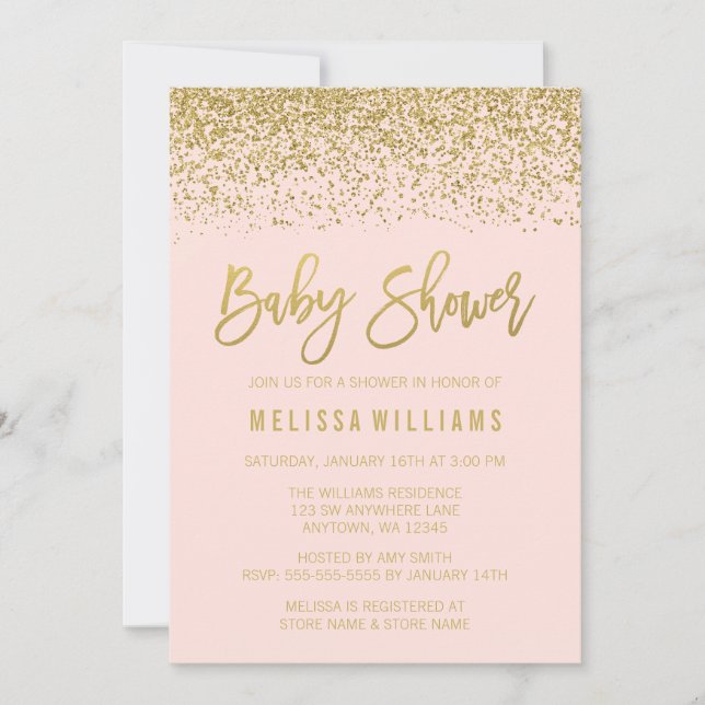 Invitation Baby shower de Parties scintillant moderne Blush P (Devant)