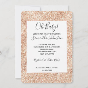 Invitation Baby shower de Parties scintillant Peach Blush Gol
