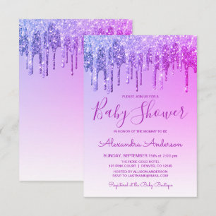 Invitation Baby shower de Parties scintillant Purple Ombre Sp
