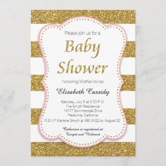 Invitation Baby shower de Parties scintillant rose