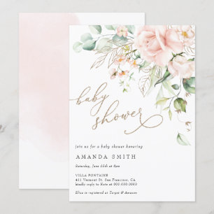 Invitation Baby shower de Parties scintillant rose floral moe