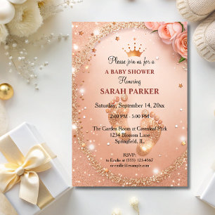 Invitation Baby shower de Parties scintillant Spark Gold Pied