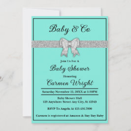 Invitation Baby shower de Parties scintillant Turquoise & Arg