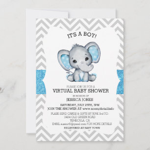 Invitation Baby shower de Parties scintillant Virtual Blue El