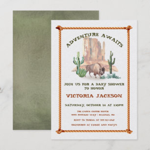 Invitation Baby shower de paysage de l'Ouest du bison de bébé