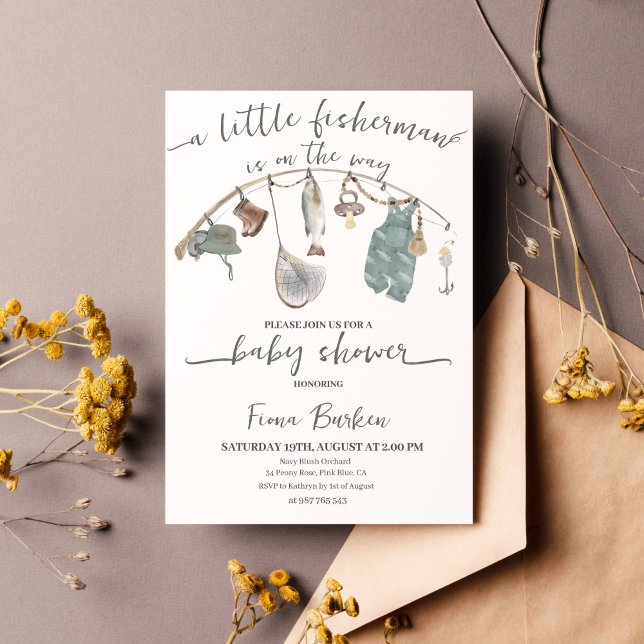 Invitation Baby shower de pêche (little fisherman is on the way)