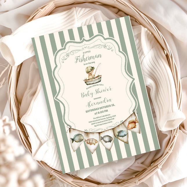 Invitation Baby shower de pêche de Boho Little Fisherman (Créateur téléchargé)