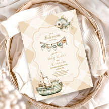 Baby shower de pêche Green Little Fisherman