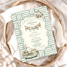 Baby shower de pêche Green Little Fisherman