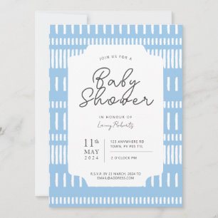 Invitation Baby shower de peinture à rayures bleu et blanc