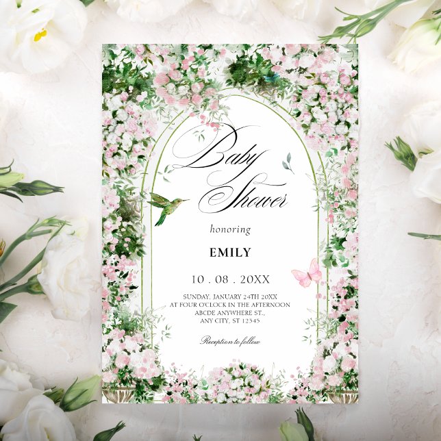 Invitation Baby shower de peinture d'arc de jardin fleuri (Créateur téléchargé)
