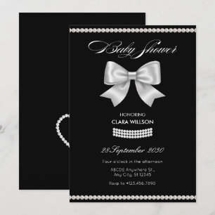 Invitation Baby shower de perle à arc doux noir
