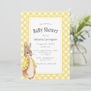 Invitation Baby shower de Peter Rabbit Jaune En vichy