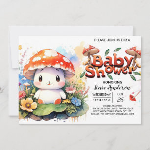 Invitation Baby shower de petit champignon de la forêt enchan