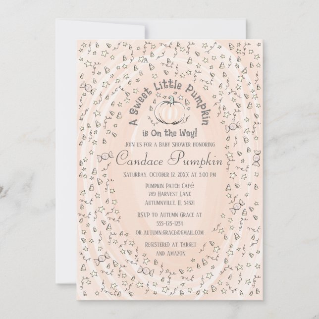 Invitation Baby shower de petit Citrouille neutre pour le gen (Devant)