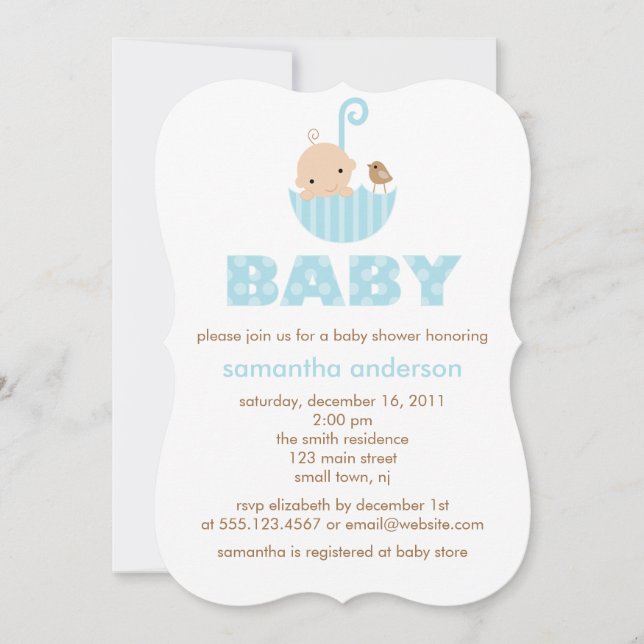 Invitation Baby shower de petit garçon (Devant)