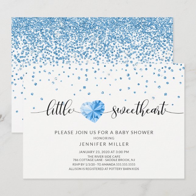Invitation Baby shower de petits coeurs amoureux (Devant / Derrière)