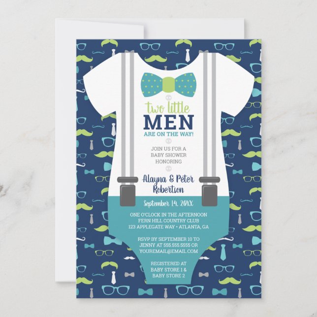 Invitation Baby shower de petits hommes, Cravate d (Devant)