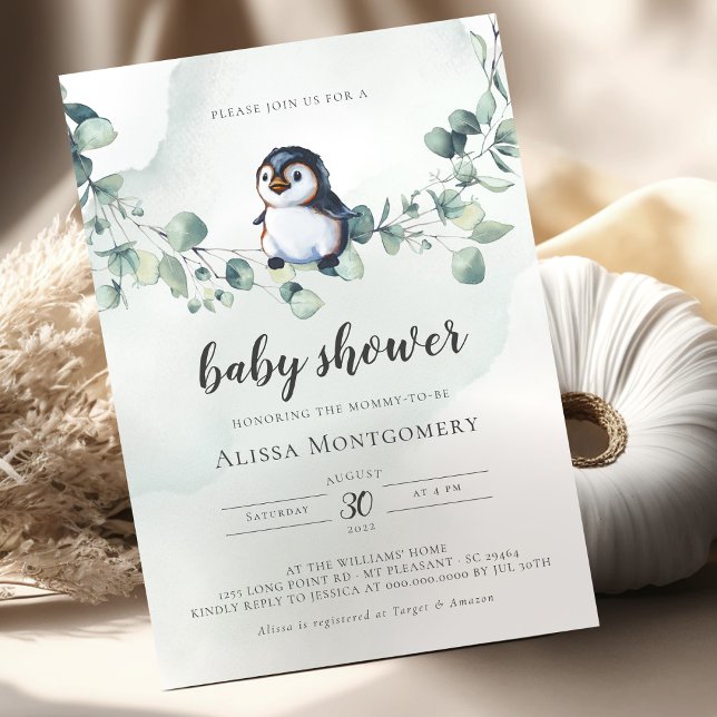 Invitation Baby shower de pingouin (Créateur téléchargé)