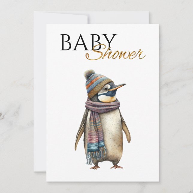 Invitation Baby shower de pingouin personnalisé (Devant)