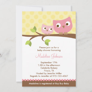 Invitation Baby shower de PInk Owls