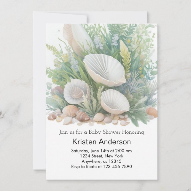 Invitation Baby shower de plage au bord de l'océan (Devant)