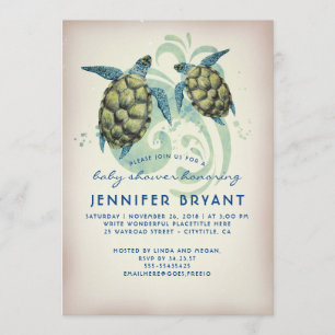 Invitation Baby shower de plage de Sea Turtles