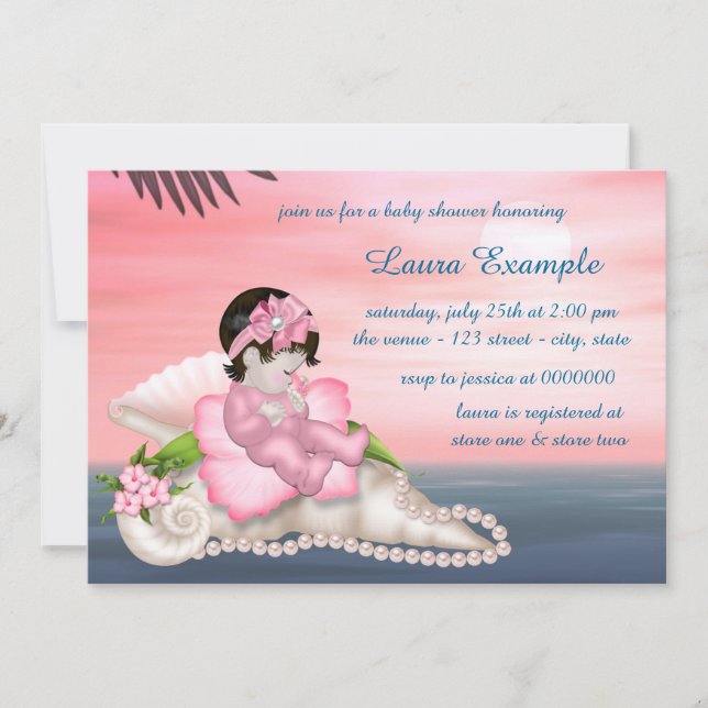 Invitation Baby shower de plage de Seashell (Devant)