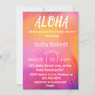 Invitation baby shower de plage de sunset aloha