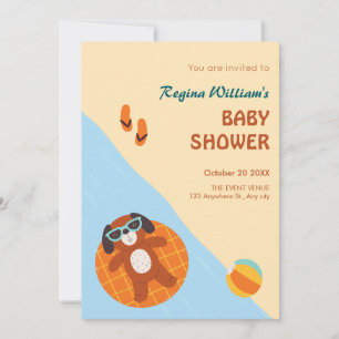 Invitation Baby shower de plage pour chiens d'été amusant