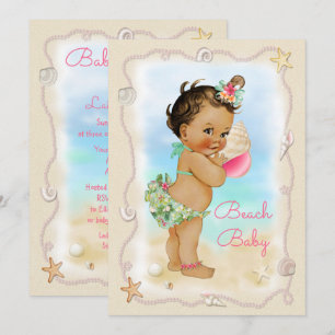 Invitation Baby shower de plage Shell Ethnic Conch