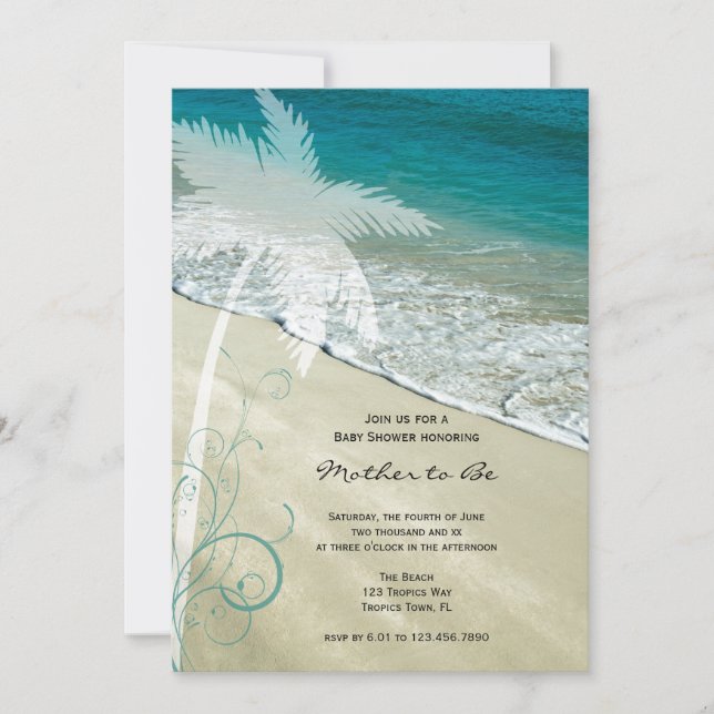 Invitation Baby shower de plage tropical (Devant)
