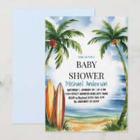 Baby shower de plage tropicale branchée