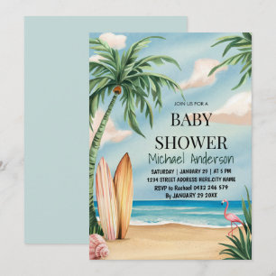 Invitation Baby shower de plage tropicale branchée