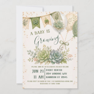 Invitation Baby Shower de plantes grasses