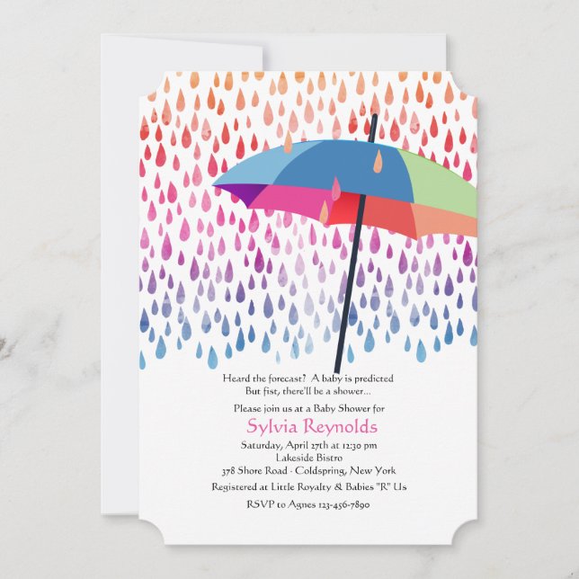 Invitation Baby shower de pluie de printemps (Devant)