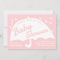 Baby shower de pluie simple rose blanc parapluie m