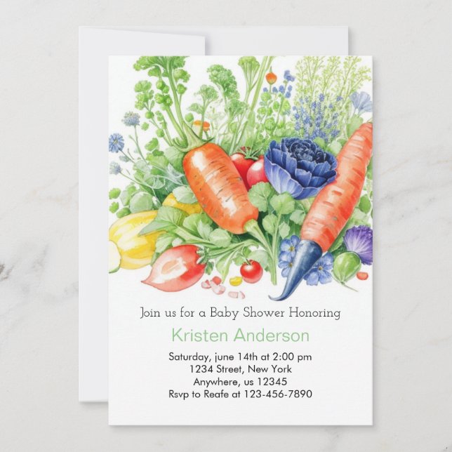 Invitation Baby shower de pois cultivé localement (Devant)