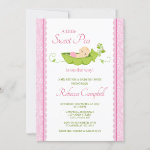Invitation Baby shower de pois doux Invitation, fille rose