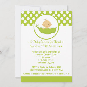 Invitation Baby shower de pois doux - Pois de garçon dans un 