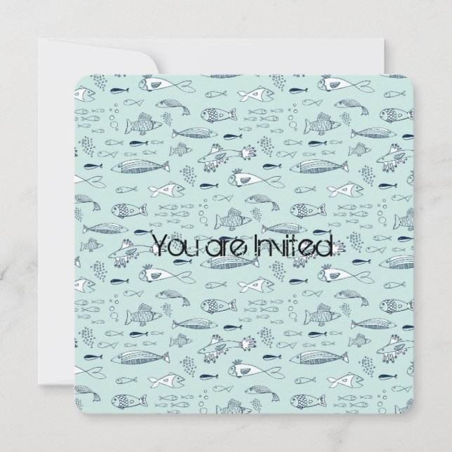 Invitation Baby shower de poisson bleu (Devant)
