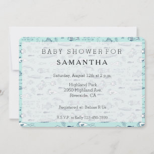 Invitation Baby shower de poisson bleu marine