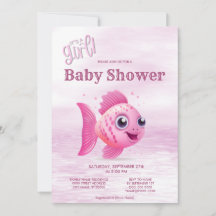 Invitation Baby shower de poisson rose
